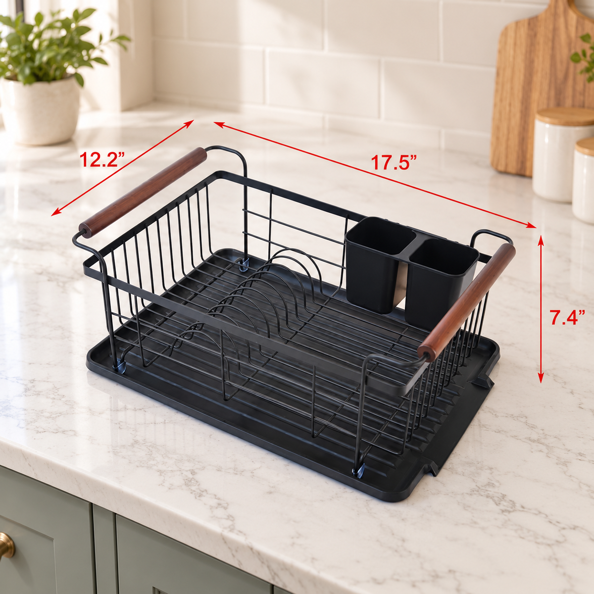 Acacia Wood & Metal Dish Drying Rack