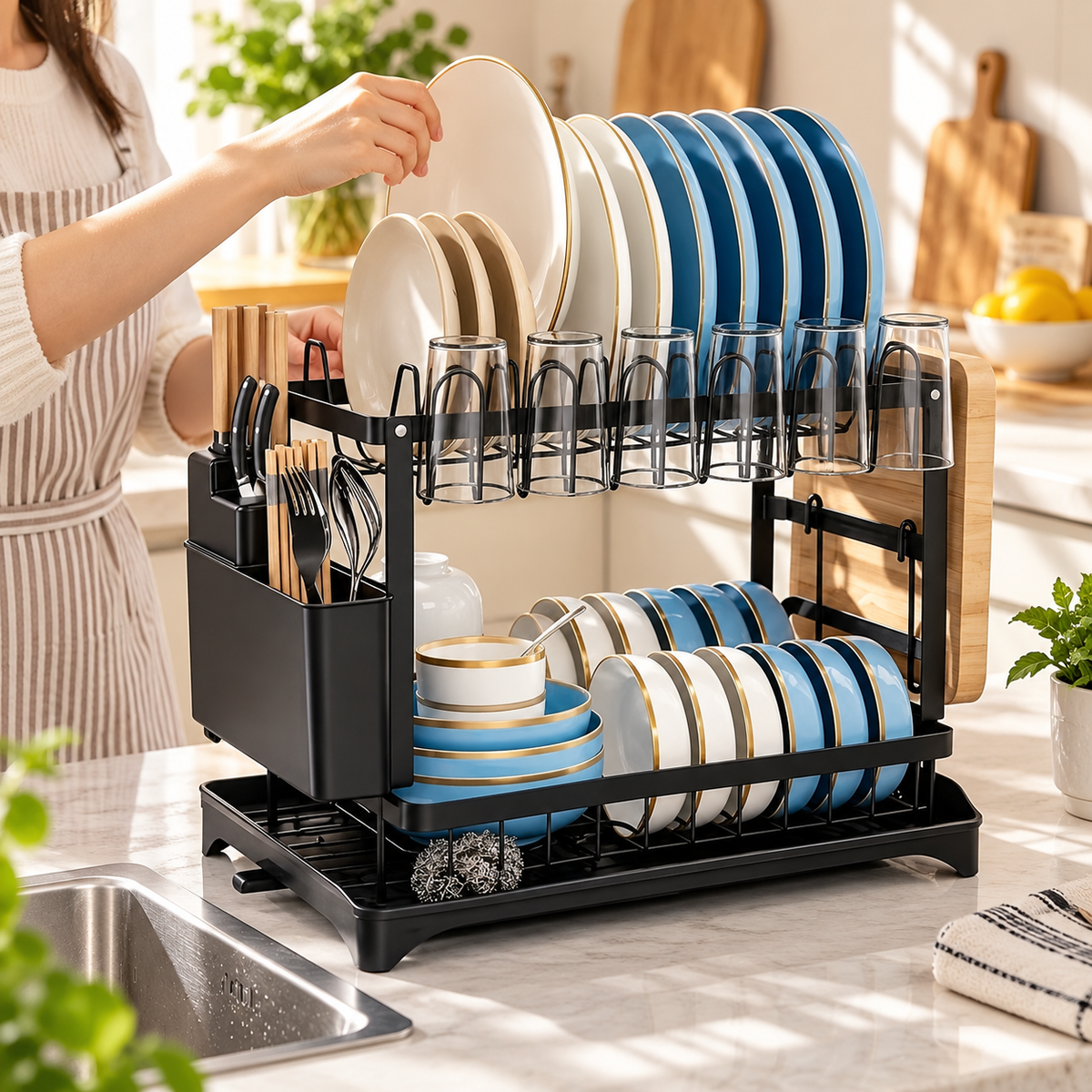 2-Tier Large Capacity Dish Drying Rack
