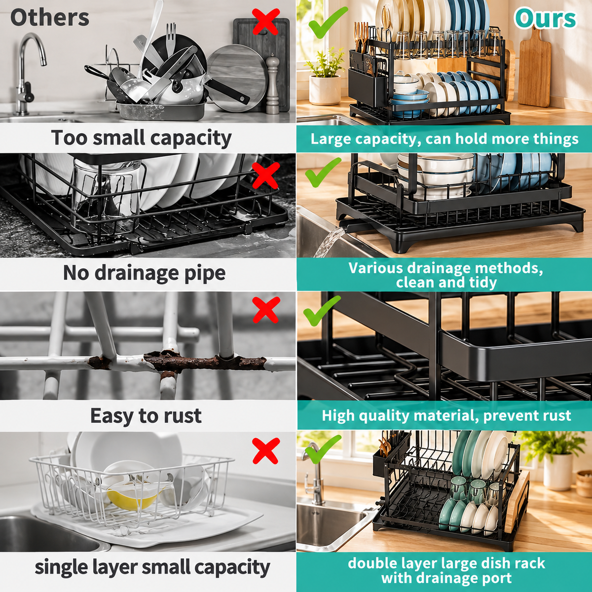2-Tier Large Capacity Dish Drying Rack