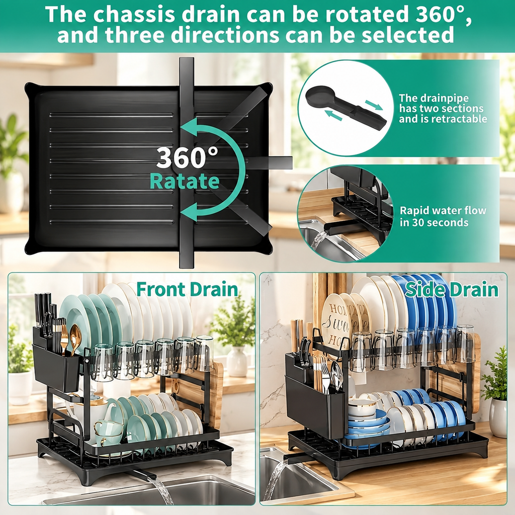 2-Tier Large Capacity Dish Drying Rack