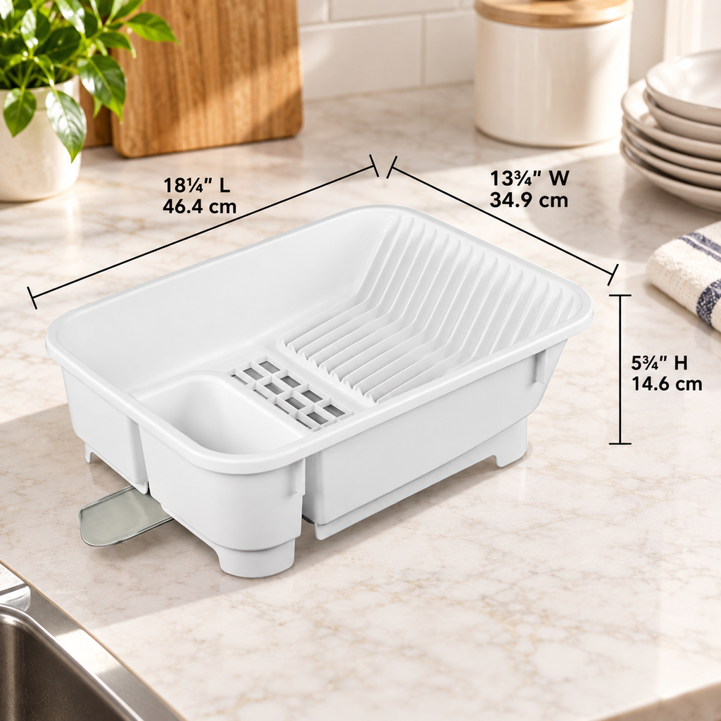 Self-Draining Dish Rack with Retractable Spout