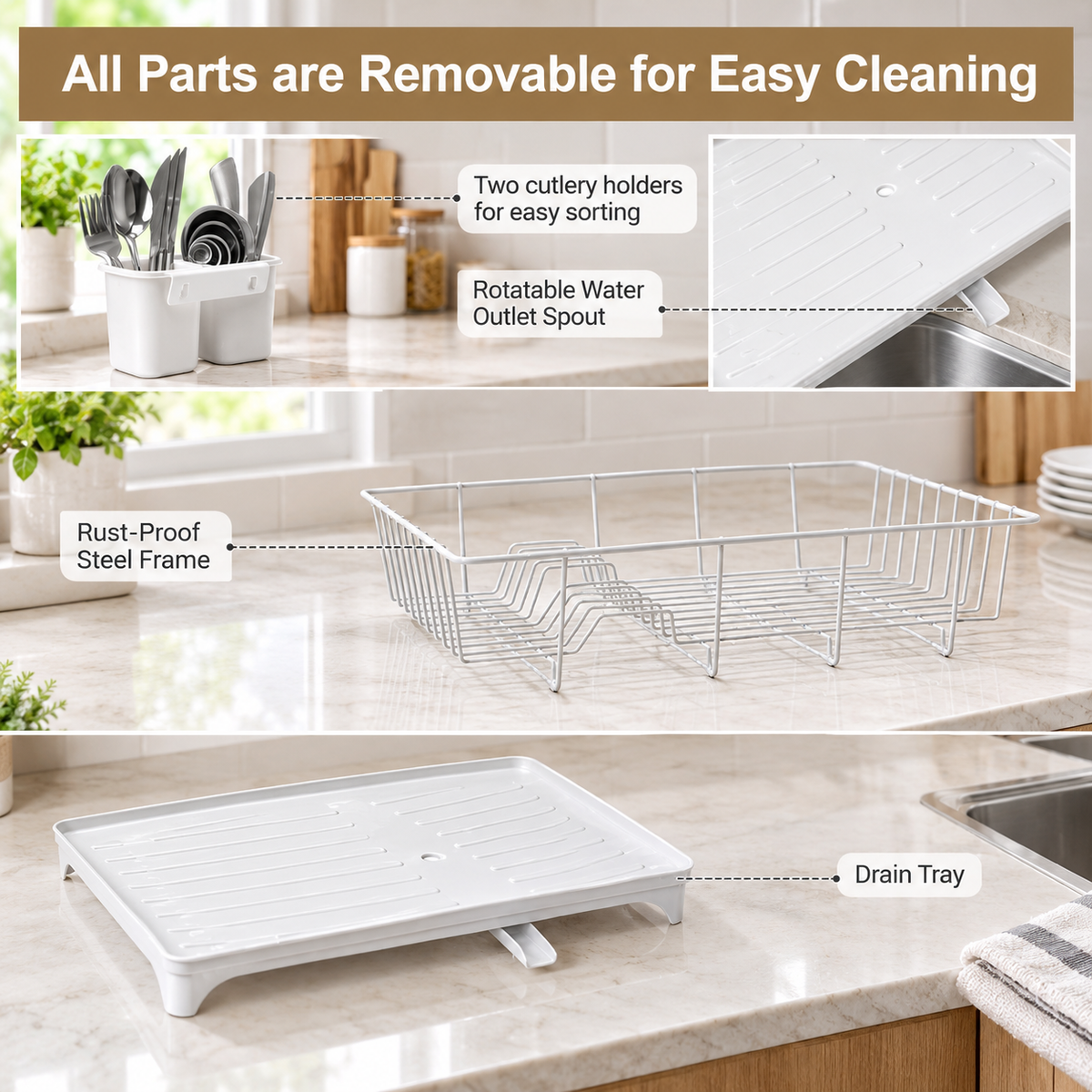 Countertop Dish Rack with Drying Tray
