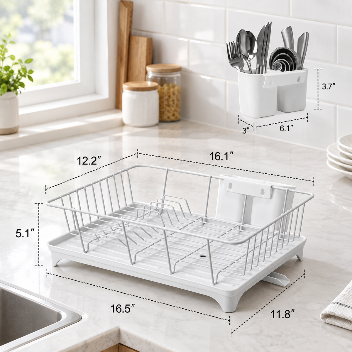 Countertop Dish Rack with Drying Tray